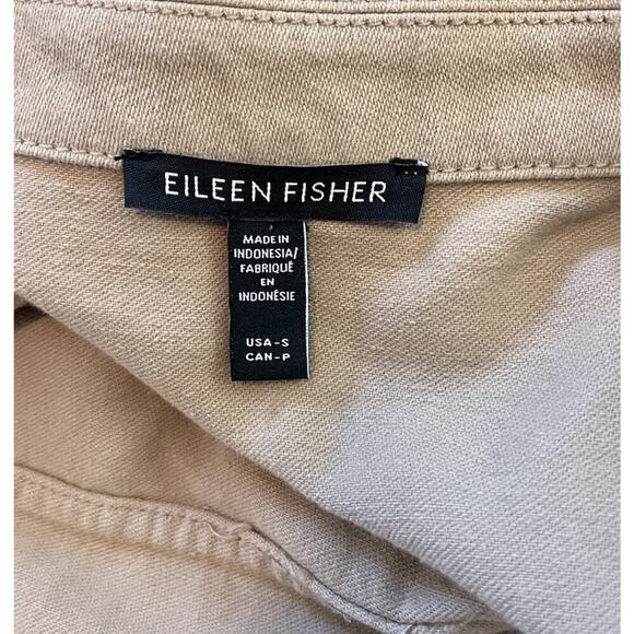 EILEEN FISHER Classic Organic Cotton Button Jacket Size S Tan Neutral Lagom - Picture 7 of 8